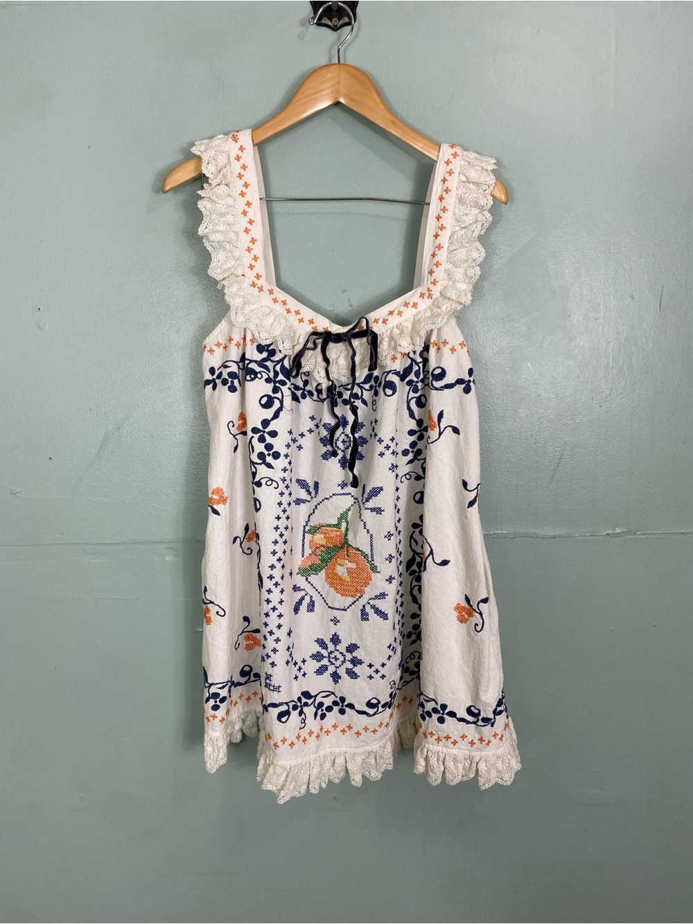 Free People Bali Main Squeeze Mini Dress Embroidered Large - Picture 2 of 12